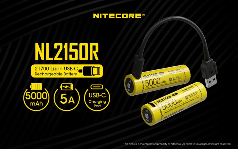 Nitecore NL2150R - 21700 batterij 5000 mAh met USB-C