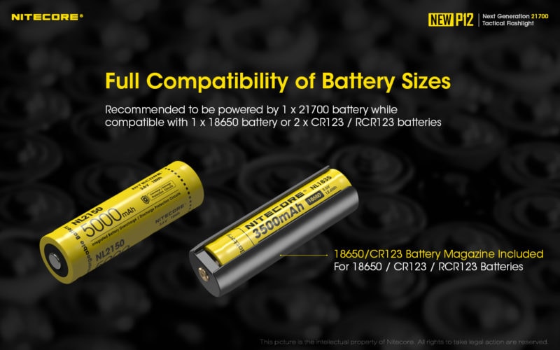 Nitecore P12 nieuw met batterijhouder voor diverse formaten batterijen