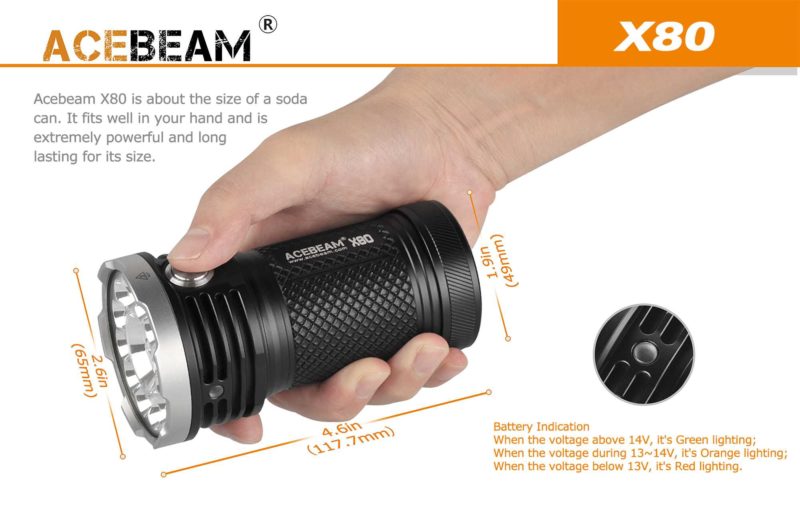 Acebeam X80 LED Zaklamp krachtig in handig formaat