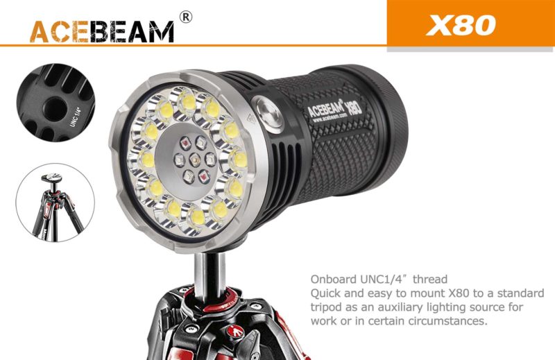 Acebeam X80 LED Zaklamp voor statief