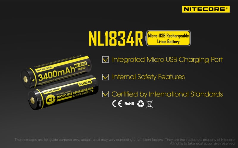 Nitecore 1834R veilige oplaadbare USB batterijen