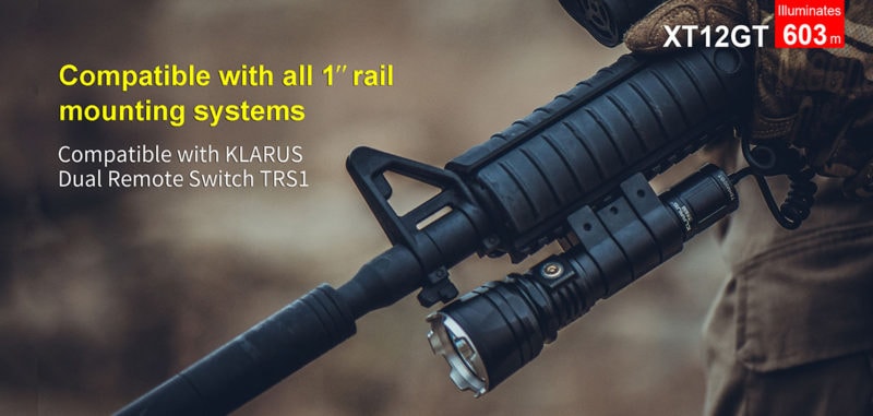 Klarus XT12GT perfect voor militairen en jagers voor gebruik met TRS1