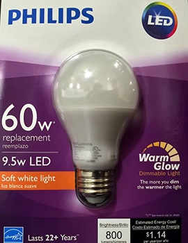 Philips 60 watt gloeilamp vs LED