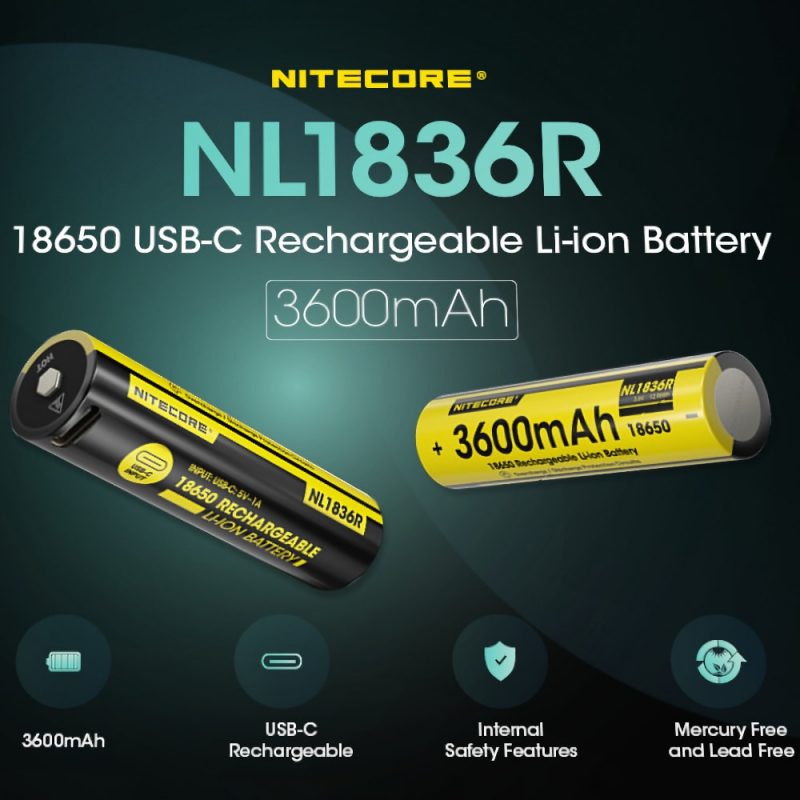 Nitecore NL1836R 18650 batterij 3600 mAh